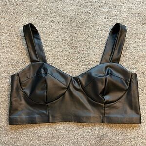 Eloquii Black Faux Leather Top